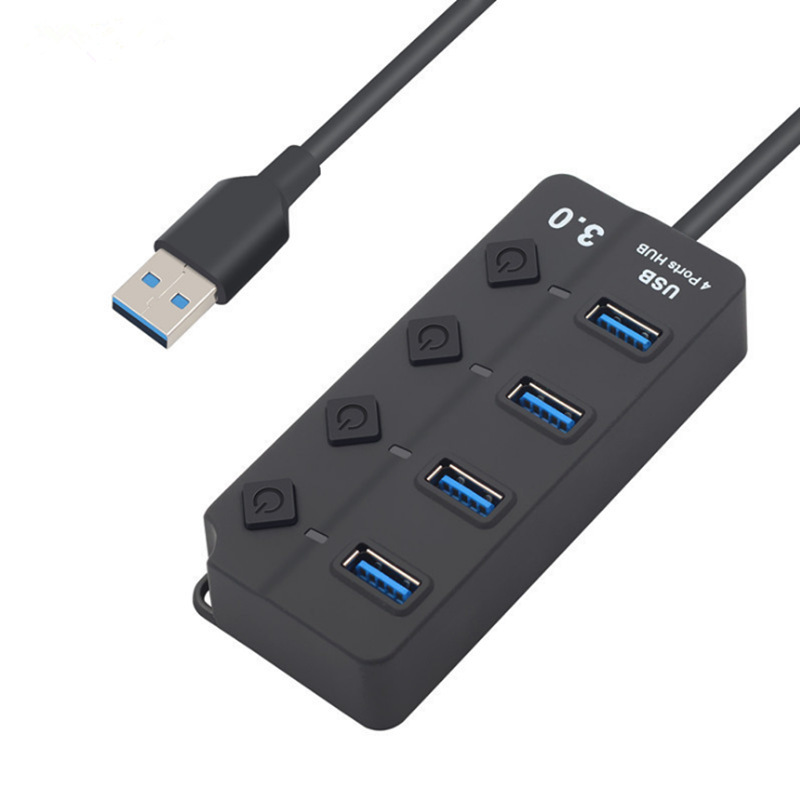 4 port USB3.0 HUB with independent switches plastic